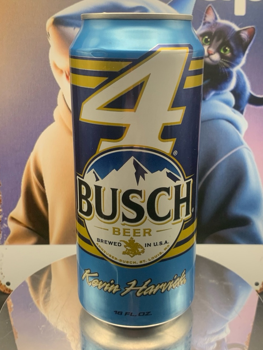 Vintage Beer Can Busch Beer Kevin Harv ick 4Tab Pint Empty Aluminum Can
